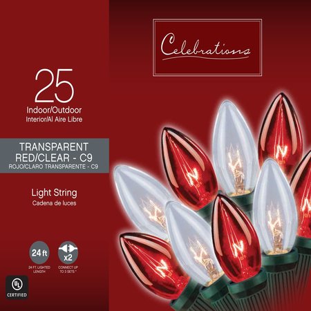 CELEBRATIONS Incandescent C9 Multicolored 25 ct String Christmas Lights 24 ft. C42U4E11